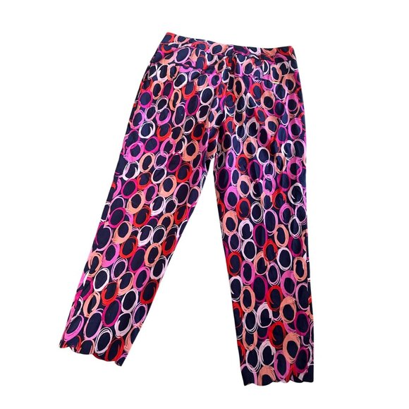 PAPAGALLO Multicolor Pink Navy Capri Pants Size 12 - Picture 4 of 10